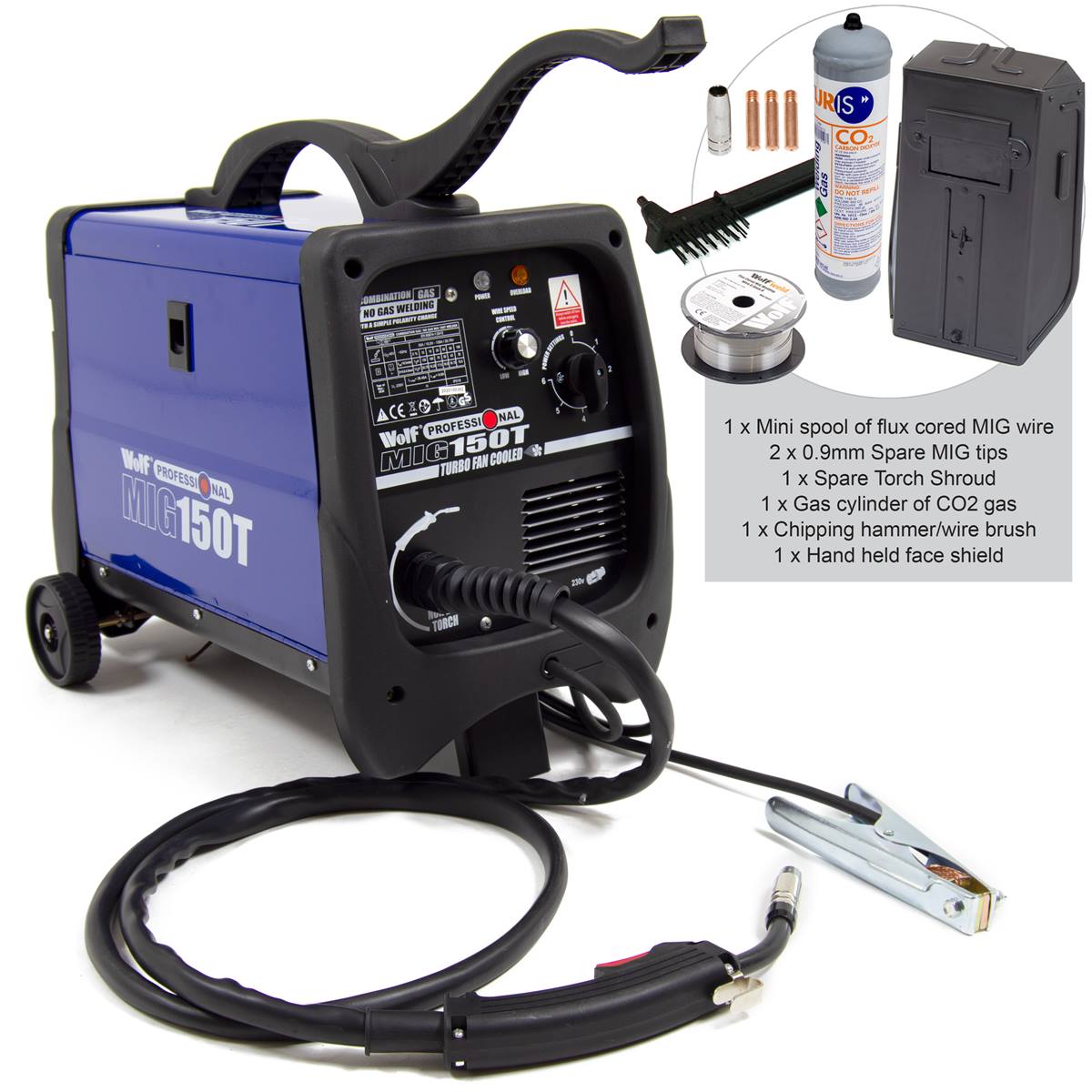 Wolf Gas / No Gas Welding MIG 150T with Co2 Gas Cylinder - Image 1