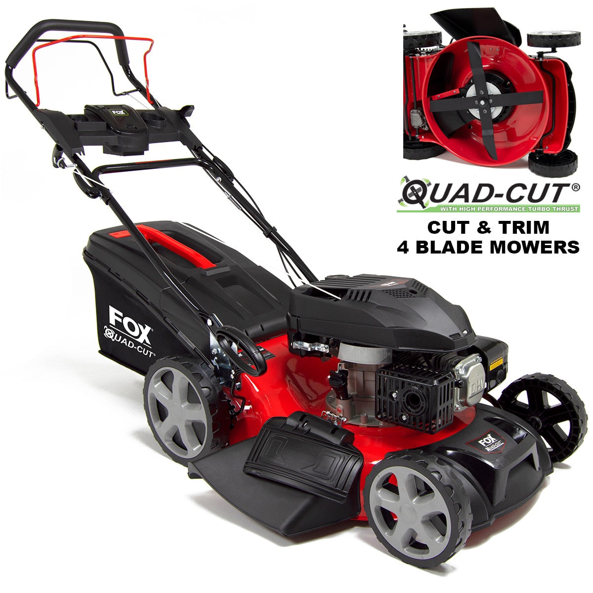 Ex Display Fox Quad-Cut 510 20" Recoil Self Propelled Petrol Lawn Mower - Image 1