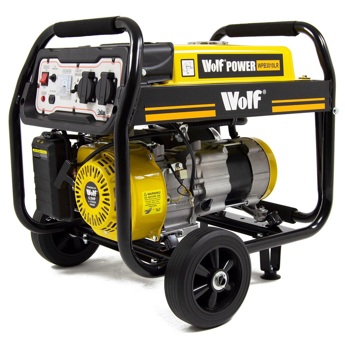 Wolf Petrol Generator WPB3010LR 2200w 2.75KVA 6.5HP with Wheels - Image 3