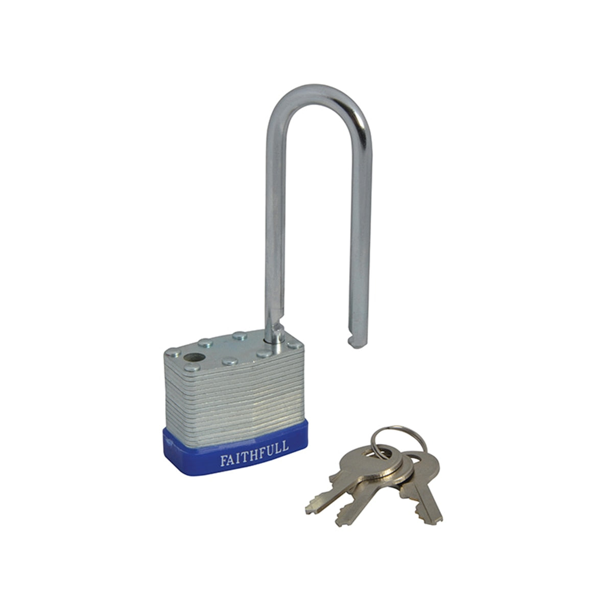 Faithfull Laminated Steel Padlock 40mm Long Shackle 3 Keys - FAIPLLAM40LS - Image 1