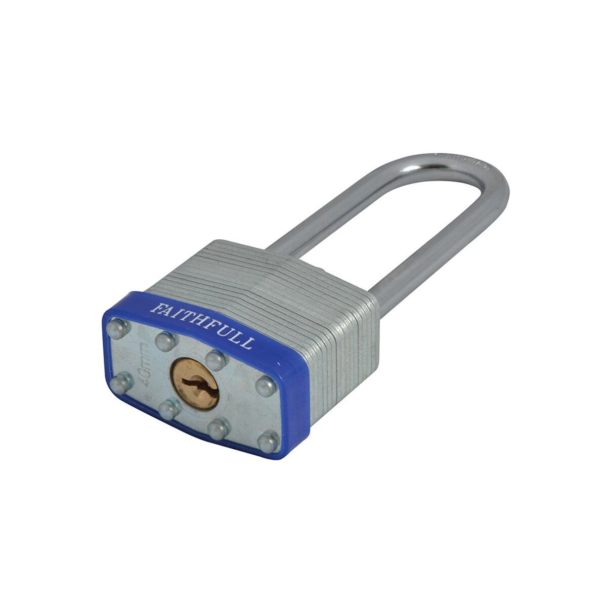 Faithfull Laminated Steel Padlock 40mm Long Shackle 3 Keys - FAIPLLAM40LS - Image 2