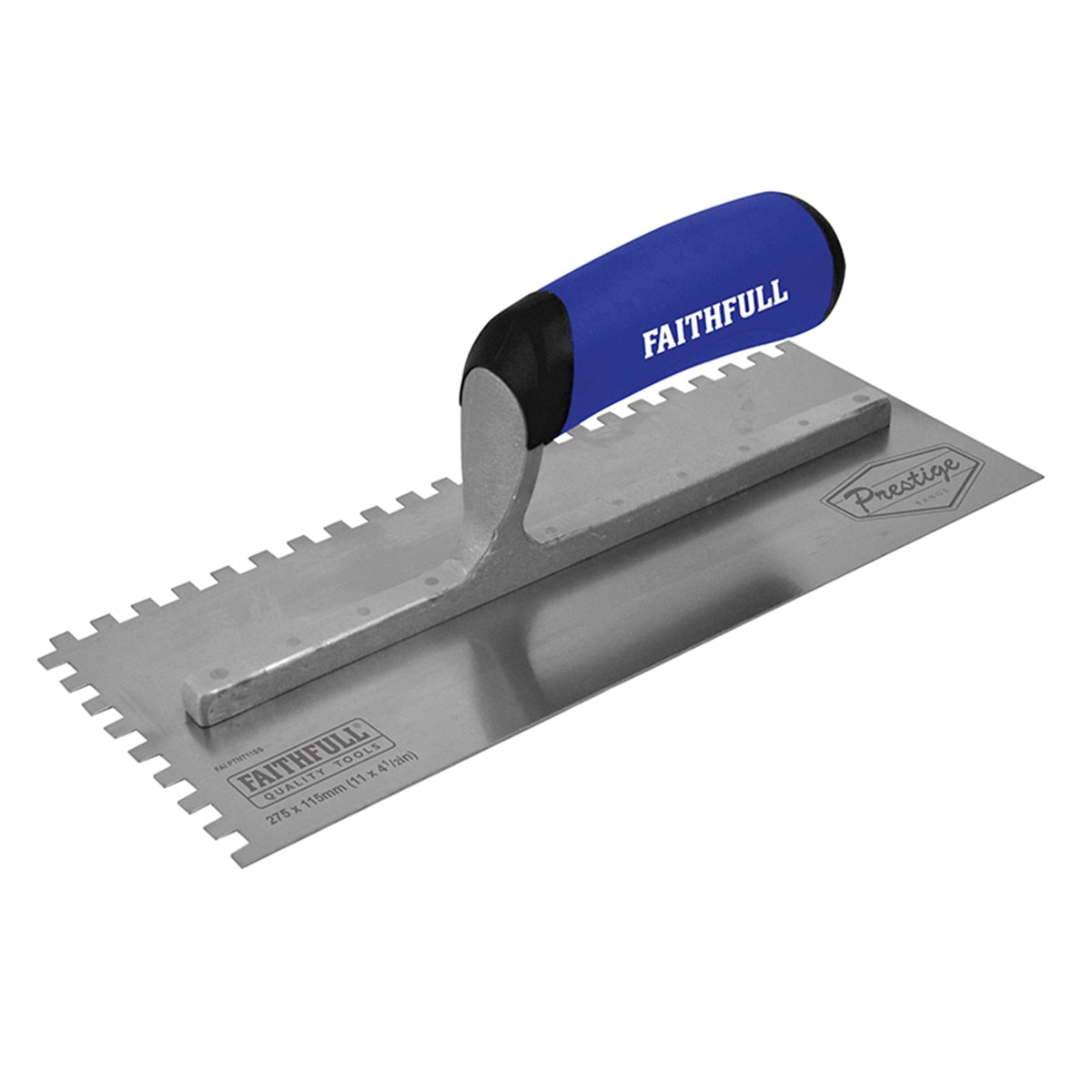 Faithfull Prestige Notched Trowel 275 x 115mm (11 x 4.1/2in) 6mm Notch - FAIPTNT11SS - Image 1