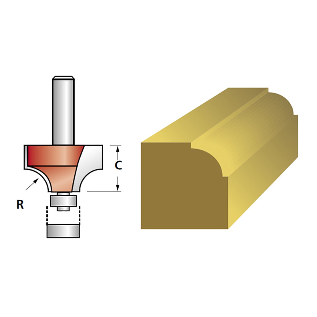 Faithfull Router Bit TCT 6.3mm Rounding Over 1/4in Shank - FAIRB112 - Image 3