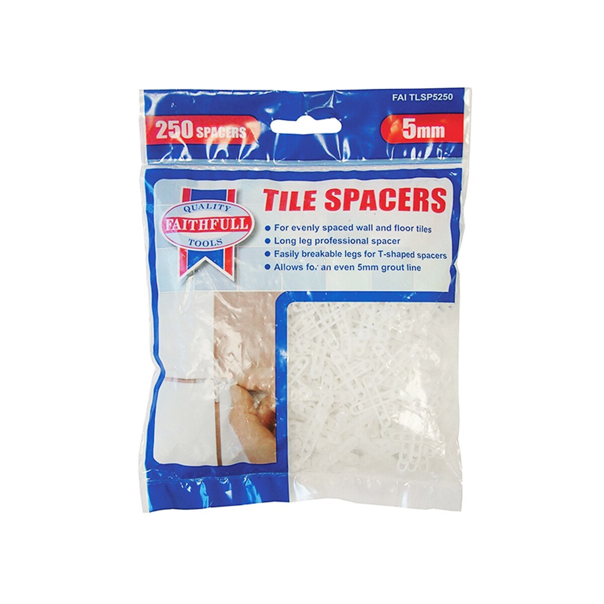 Faithfull Tile Spacer Long Leg 5mm (Bag 250) - FAITLSP5250 - Image 2