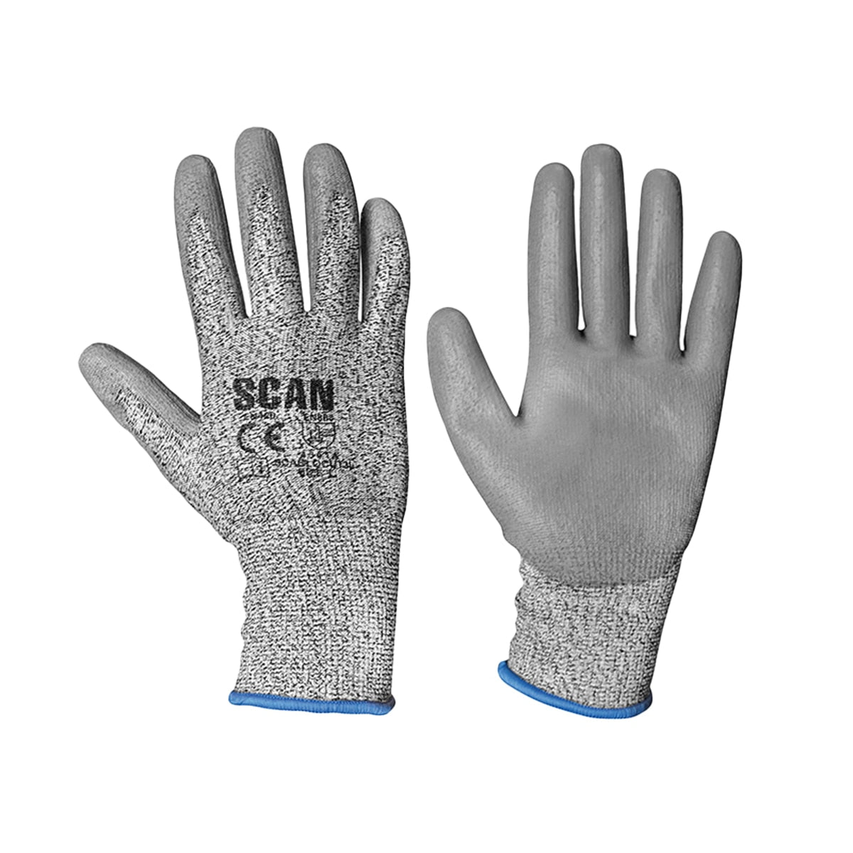 Scan Grey PU Coated Cut 3 Gloves - L (Size 9) - SCAGLOCUT3L - Image 1