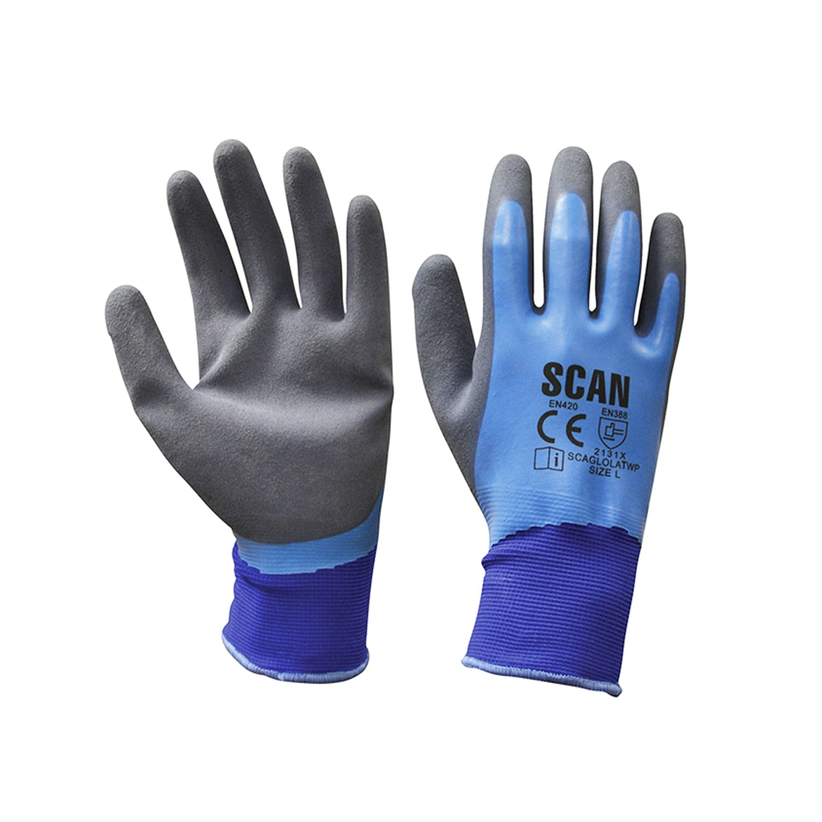 Scan Waterproof Latex Gloves - L (Size 9) - SCAGLOLATWP - Image 1