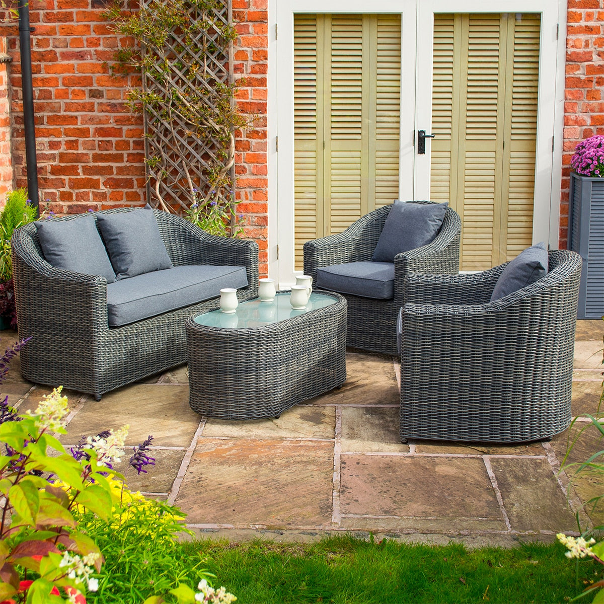 Bunbury 4pc Rattan Garden Furniture Set - Image 1