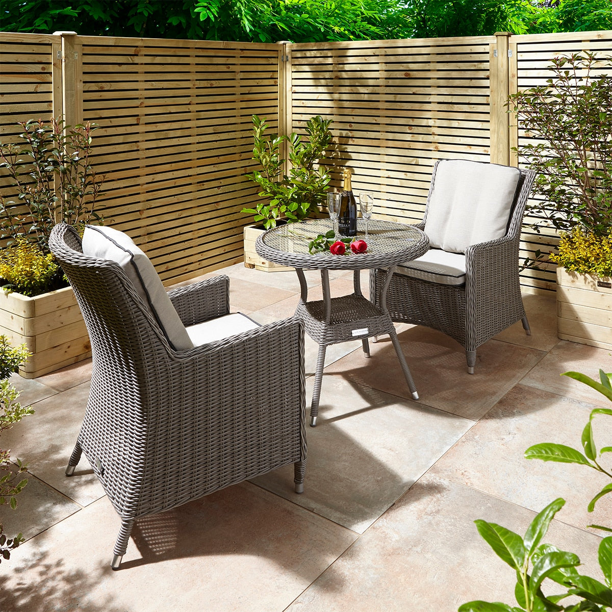 Prestbury 3pc Rattan Garden Furniture Bistro Set - Image 1