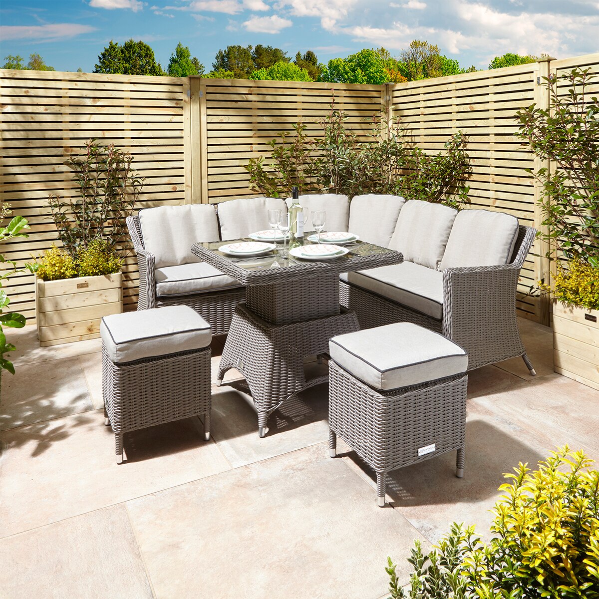 Prestbury 4pc Rattan Garden Furniture Corner Set - Image 2