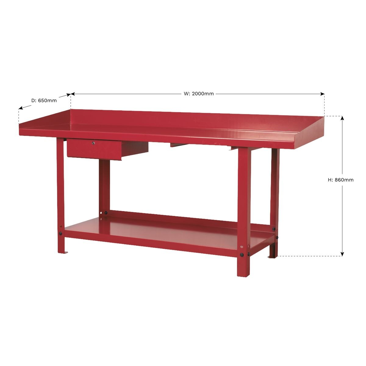 Sealey Workbench Steel 2m with 1 Drawer - Image 3