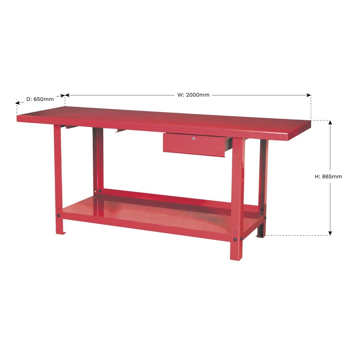 Sealey Workbench Steel 2m with 1 Drawer - Image 2