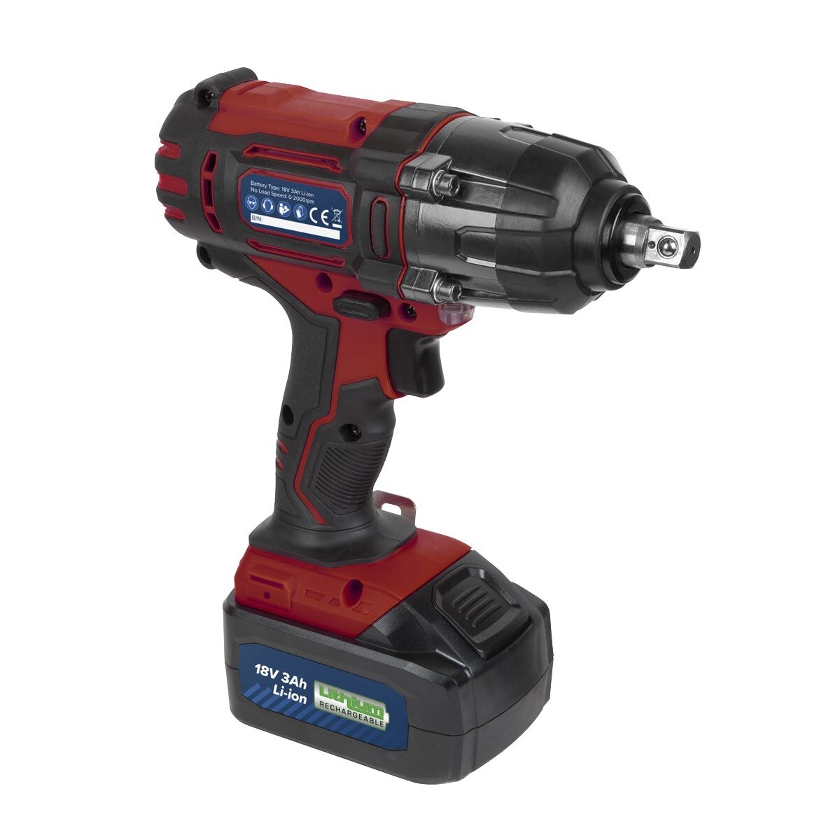 Sealey Cordless Impact Wrench 18V 3Ah Lithium-ion 1/2"Sq Drive - Image 7