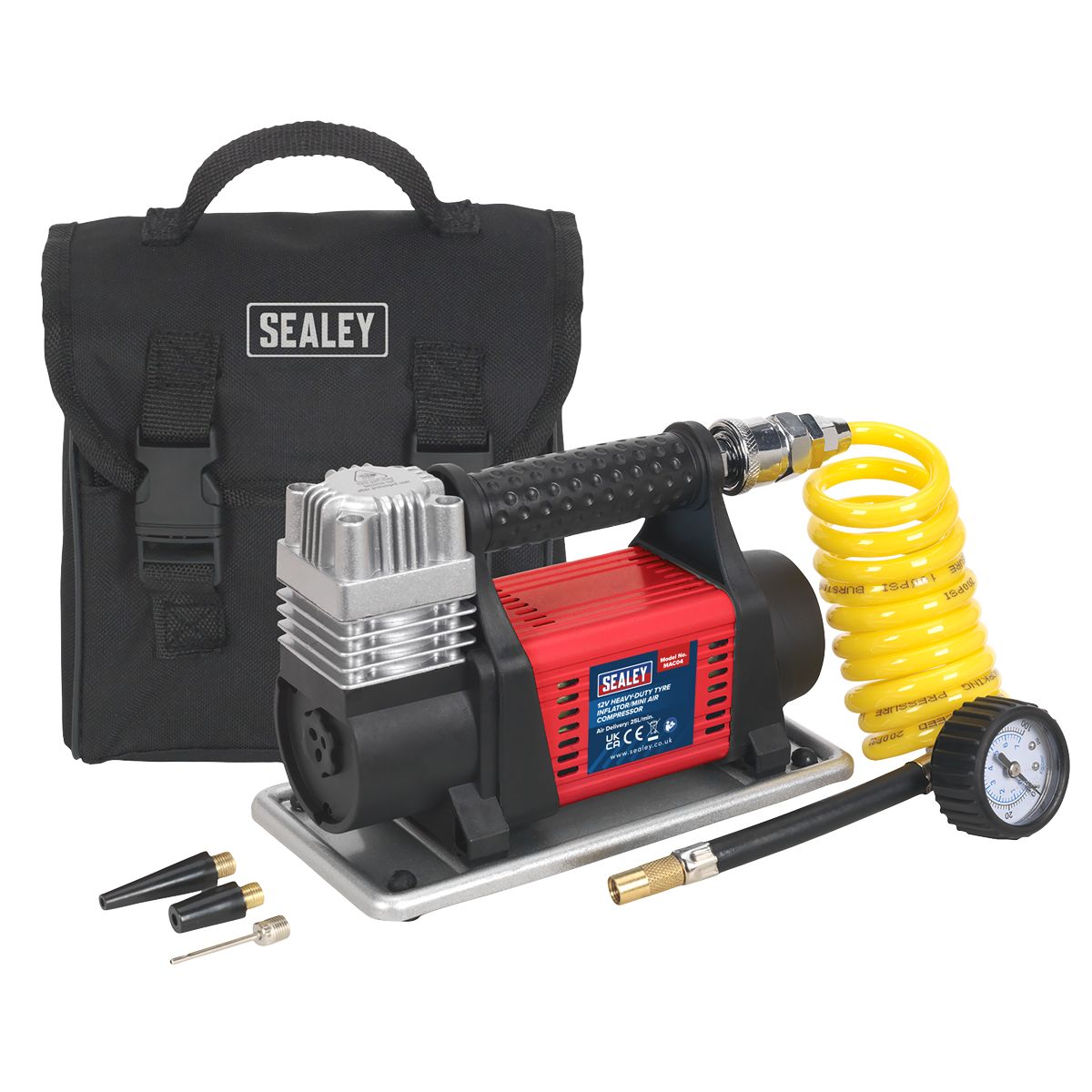 Sealey Tyre Inflator/Mini Air Compressor 12V Heavy-Duty - Image 3