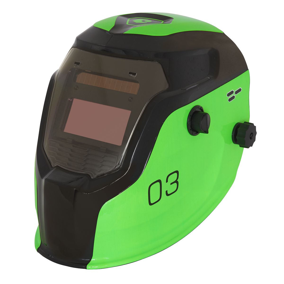 Sealey Auto Darkening Welding Helmet Shade 9-13 Green - Image 1