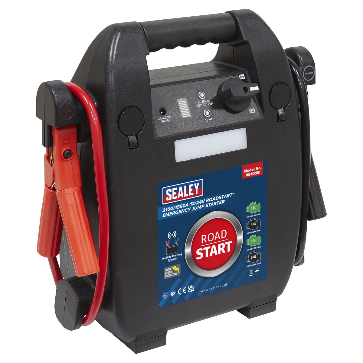 Sealey RoadStart Emergency Jump Starter 12/24V 6L 8-Cylinder - Image 1