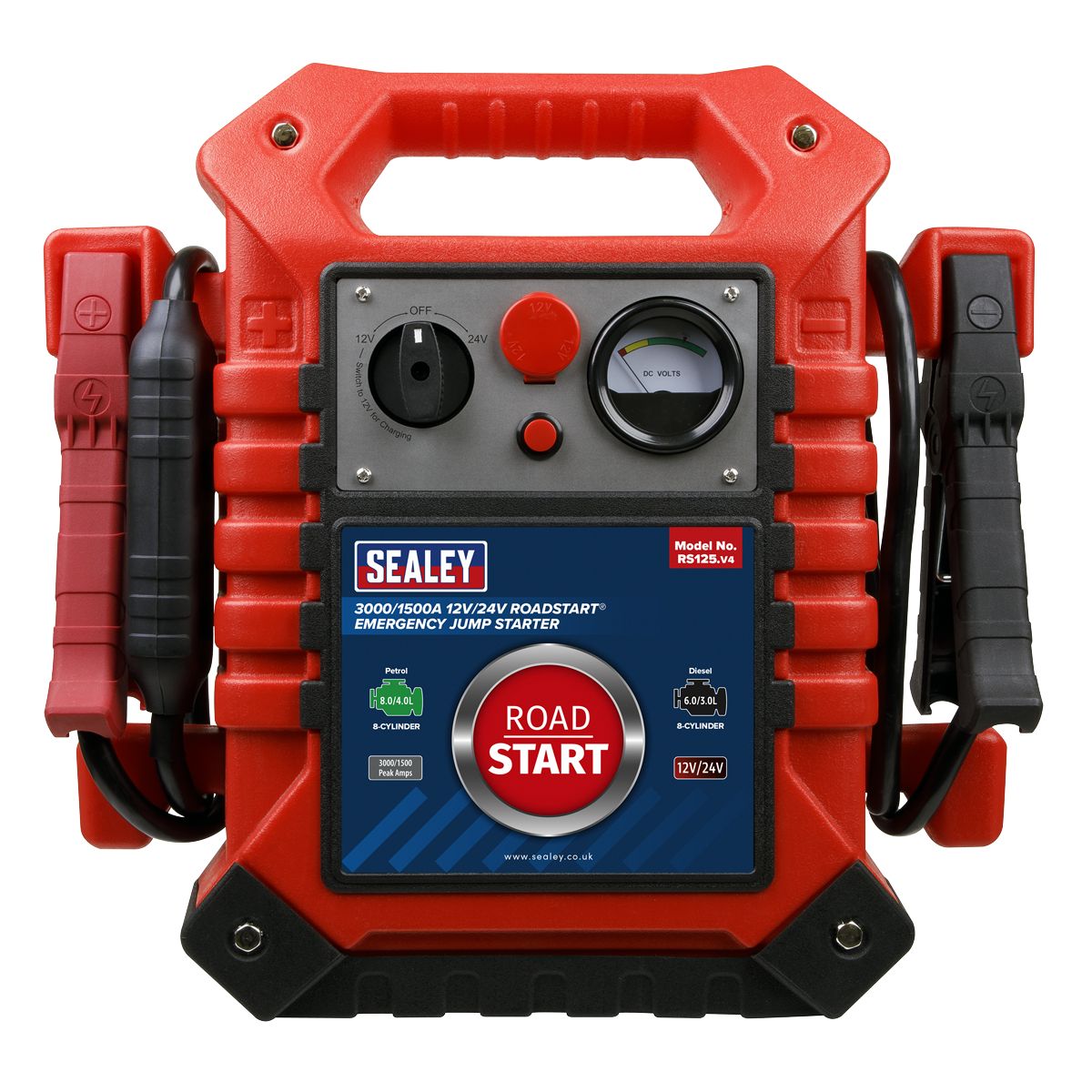 Sealey RoadStart Emergency Jump Starter 12/24V 3000/1500 Peak Amps - Image 3