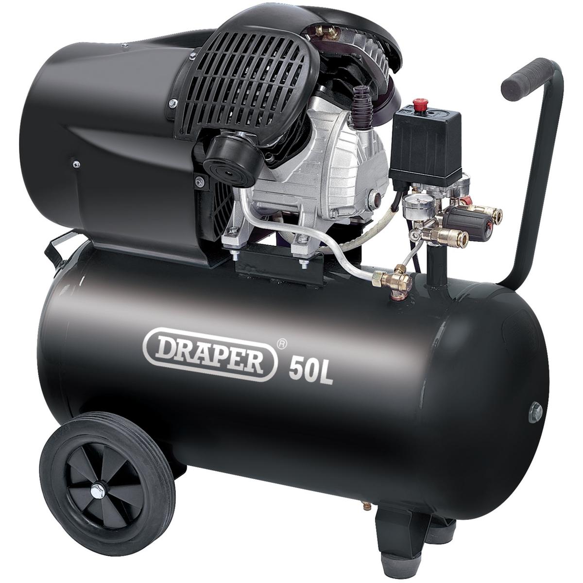 Draper 50L Direct Drive V-Twin Air Compressor, 2.2kW/3hp - Image 1