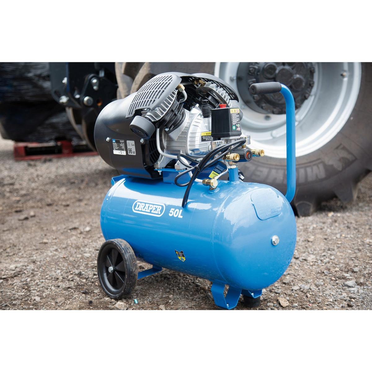 Draper 50L Direct Drive V-Twin Air Compressor, 2.2kW/3hp - Image 2