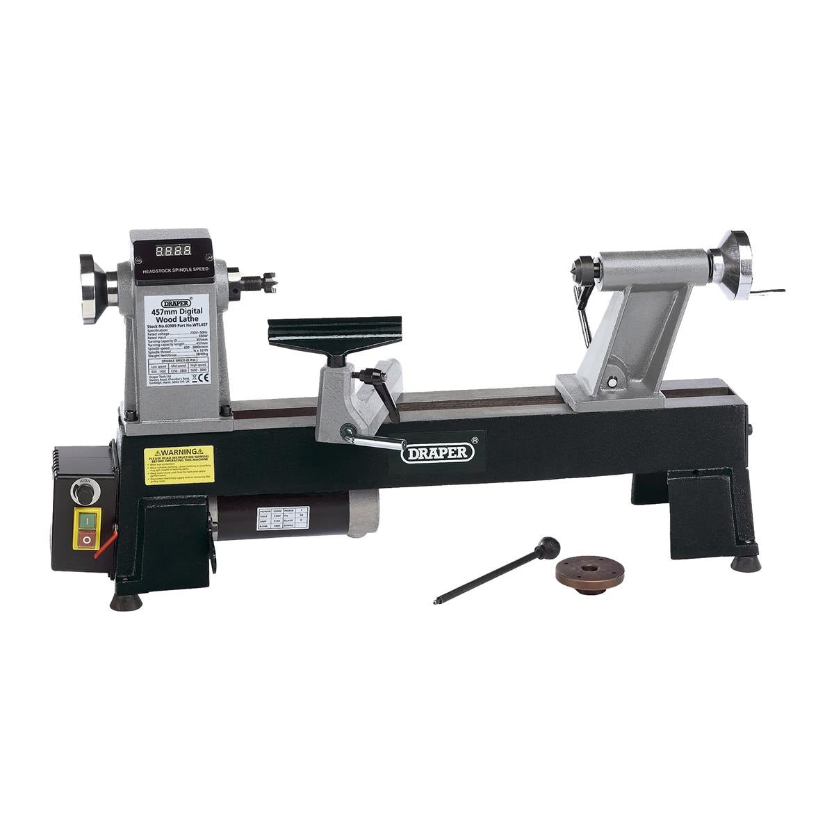 Draper Compact Digital Variable Speed Wood Lathe, 550W - Image 2