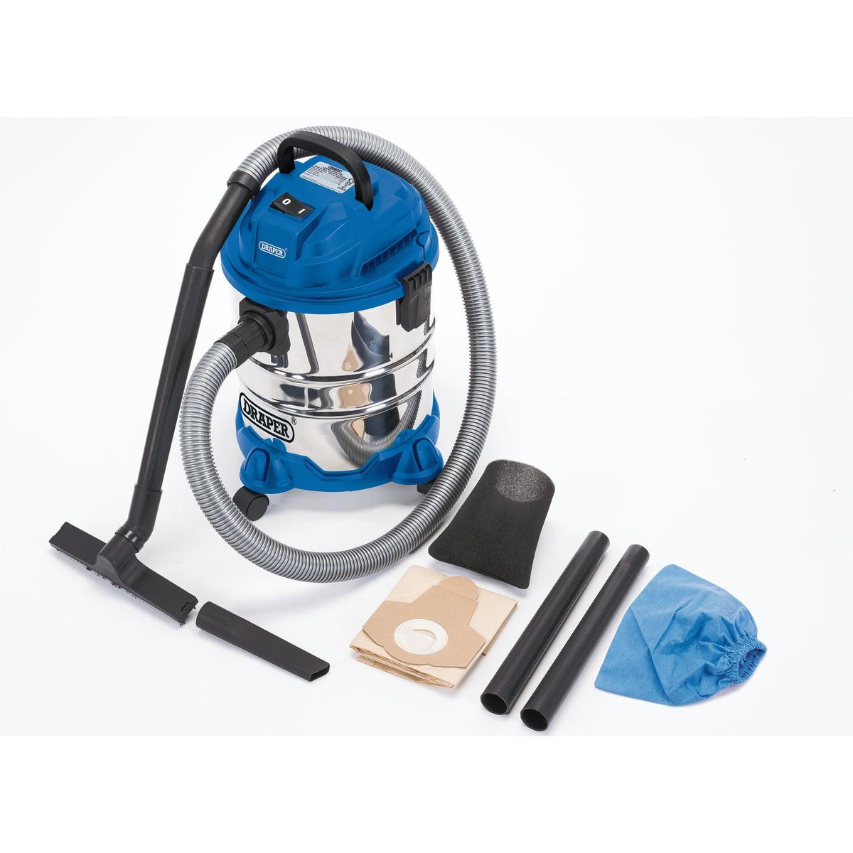 Draper Wet and Dry Vacuum Cleaner with Stainless Steel Tank, 20L, 1250W - Image 2