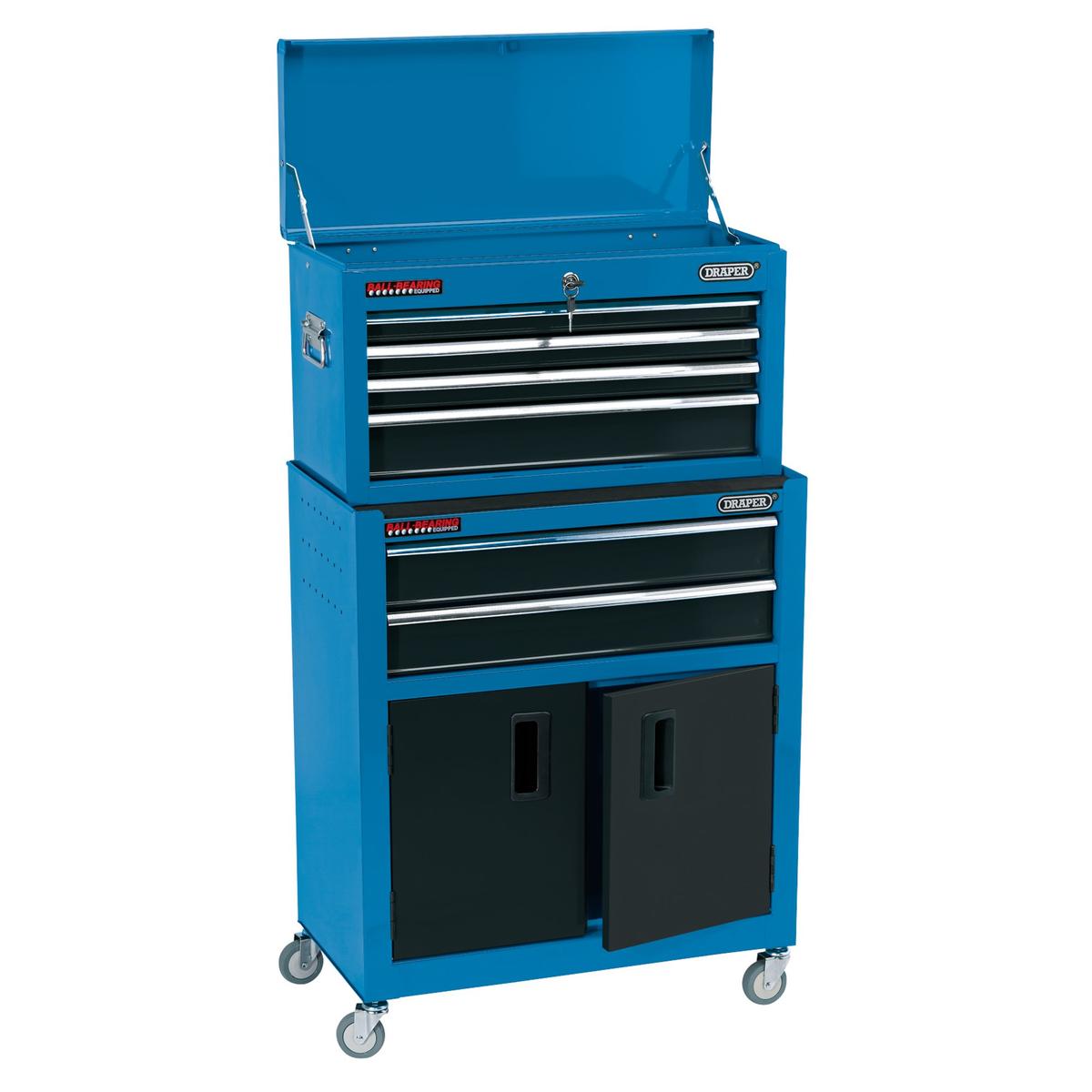 Draper Combined Roller Cabinet and Tool Chest, 6 Drawer, 24", Blue - Image 1