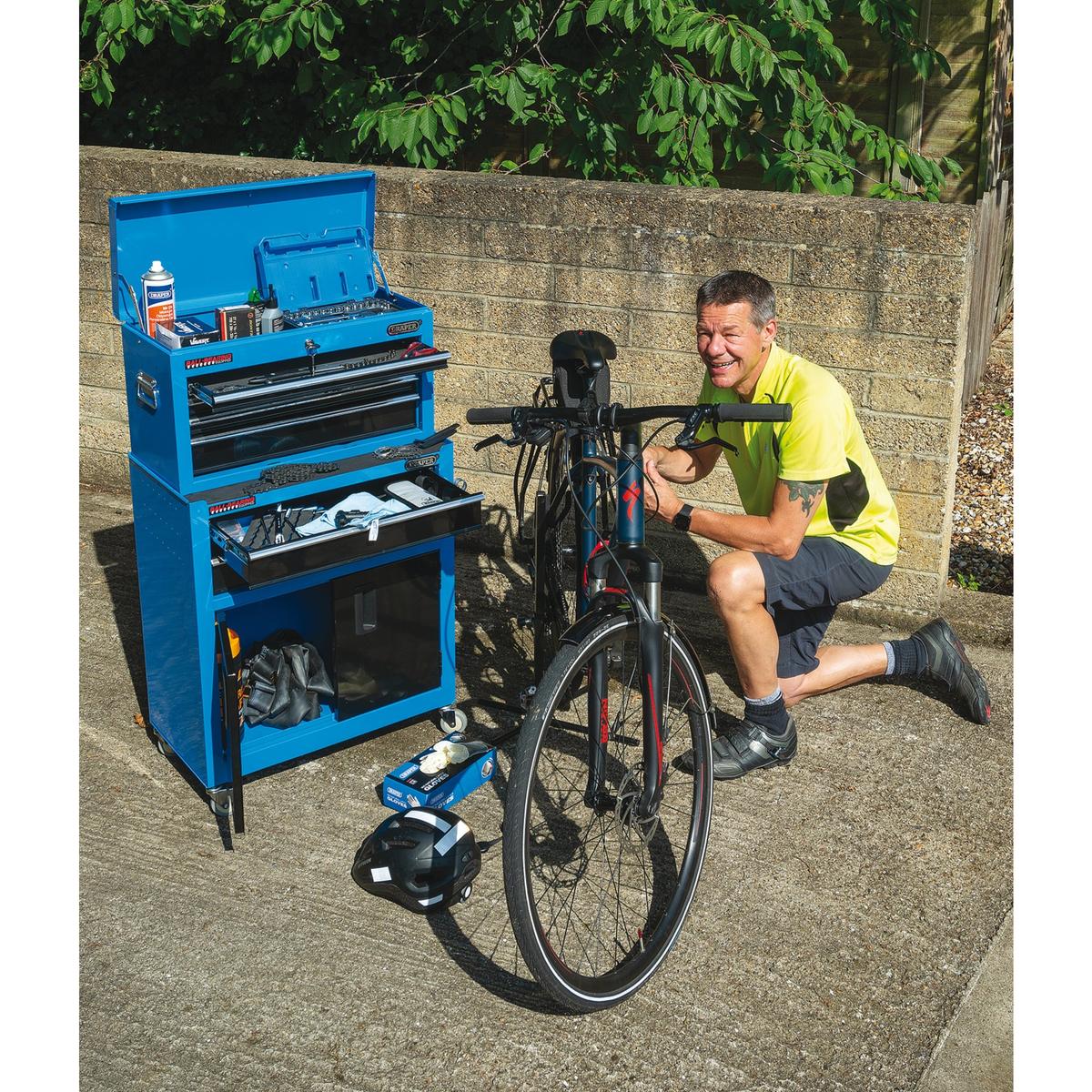 Draper Combined Roller Cabinet and Tool Chest, 6 Drawer, 24", Blue - Image 4