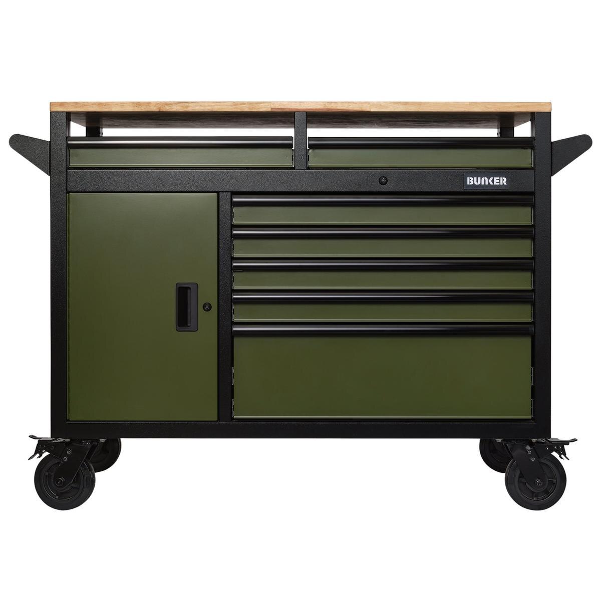 BUNKER Multi-Functional Workbench Roller Tool Cabinet, 14 Drawer, 48", Green - Image 2