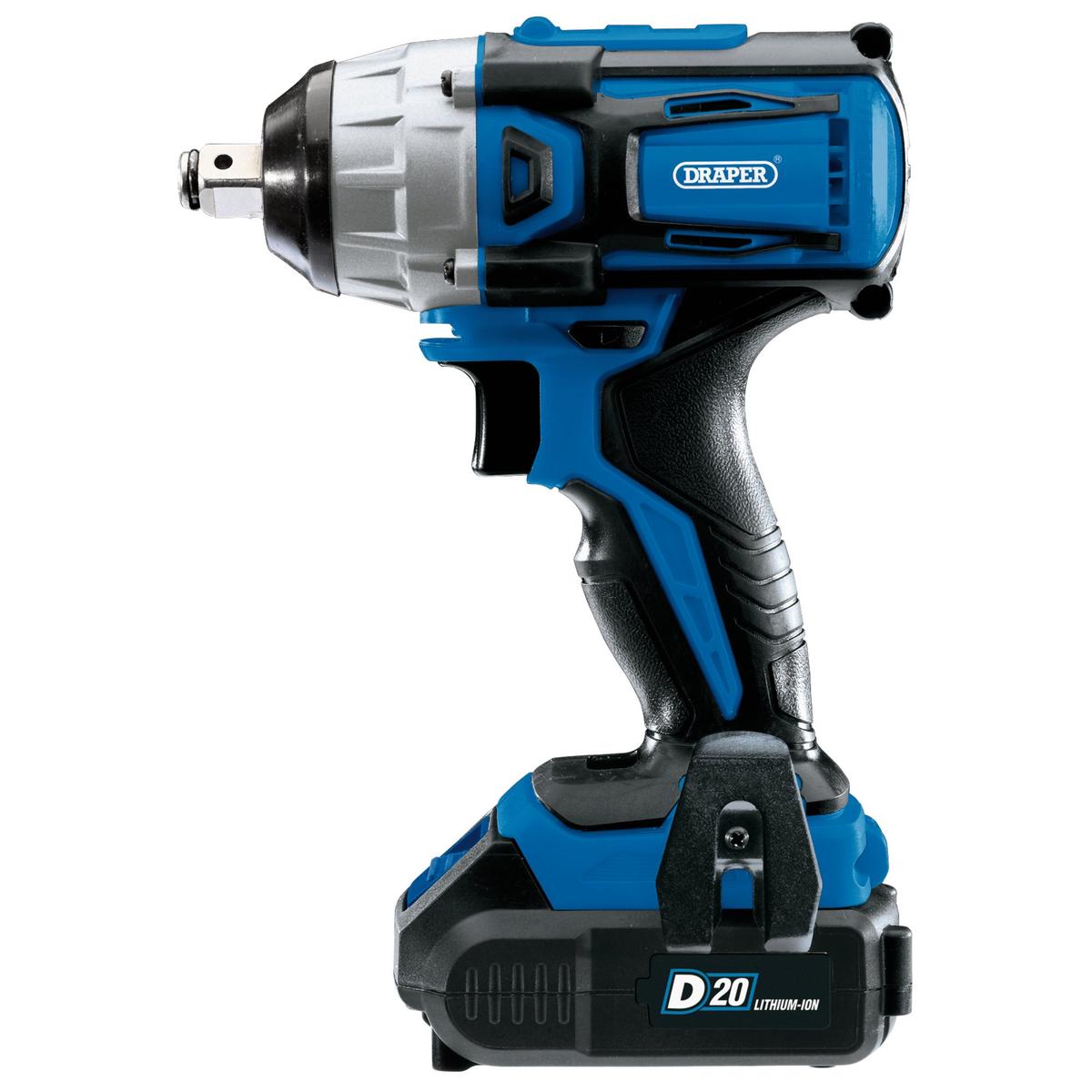 Draper D20 20V Brushless Impact Wrench, 1/2" Sq. Dr., 250Nm, 2 x 2.0Ah Batteries, 1 x Charger - Image 2