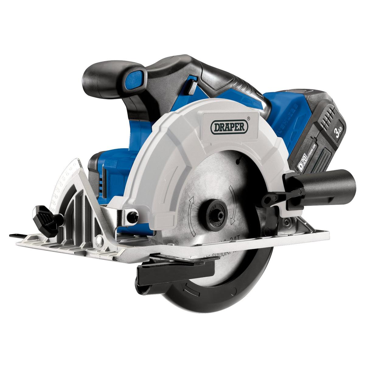 Draper D20 20V Brushless Circular Saw, 1 x 3.0Ah Battery, 1 x Fast Charger - Image 1