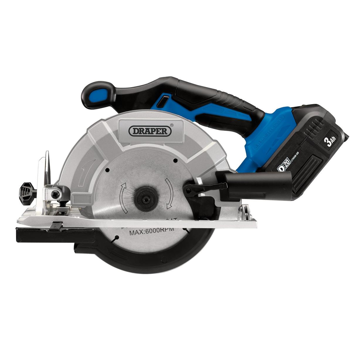 Draper D20 20V Brushless Circular Saw, 1 x 3.0Ah Battery, 1 x Fast Charger - Image 2