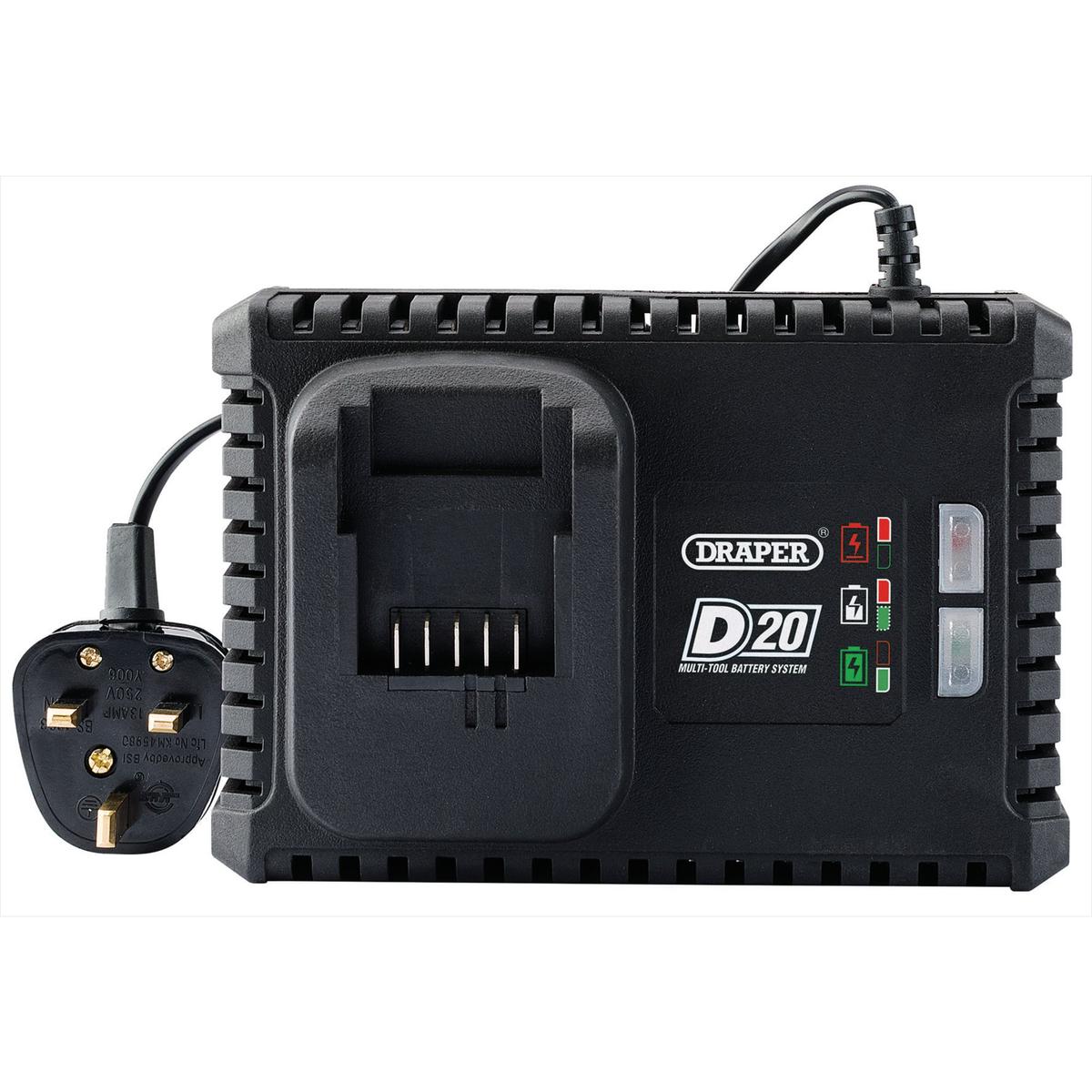 Draper D20 20V Fast Battery Charger, 4A - Image 2