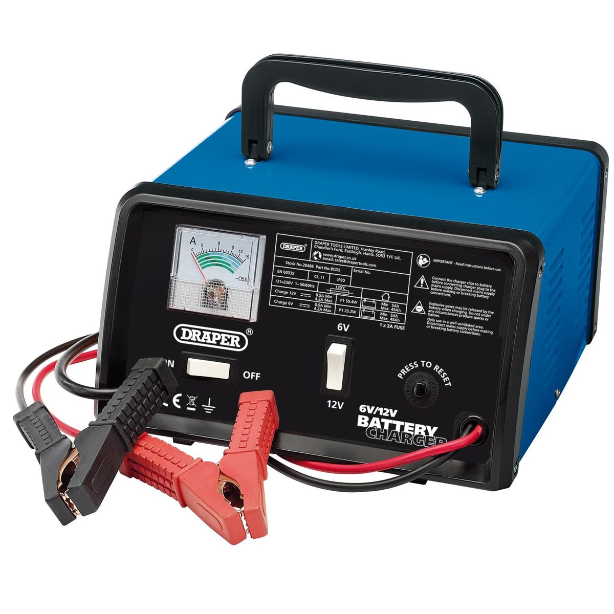 Draper 6/12V Battery Charger, 4.2A - Image 1