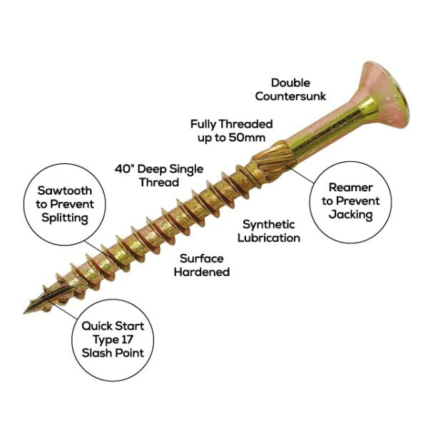 Forgefix Spectre Advanced Multi Purpose Wood Screw 3.5 x 30mm (Box 200) - SP3530Y - Image 2