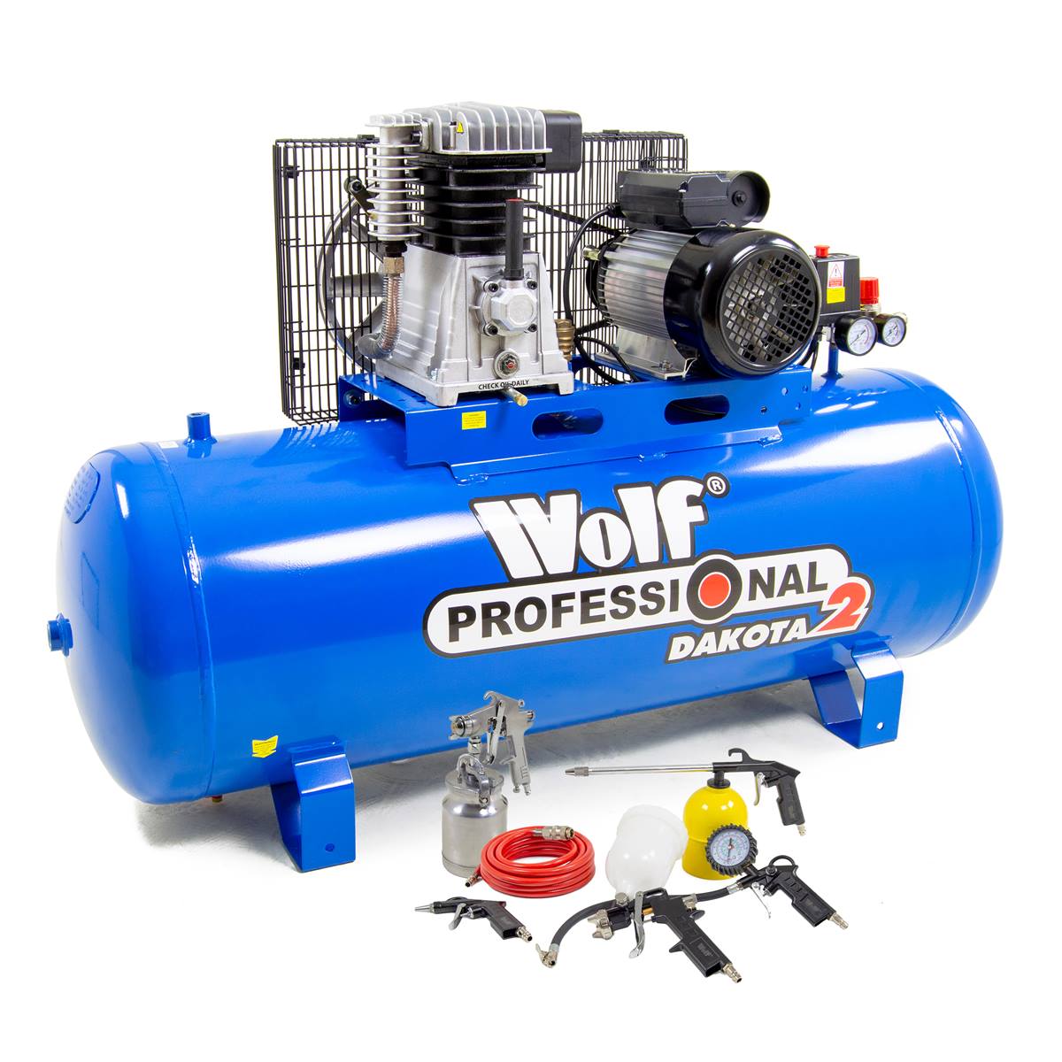 Wolf Dakota 2-150 Industrial Air Compressor 14.1CFM 3HP with 6pc Professional Spray Kit - Image 1