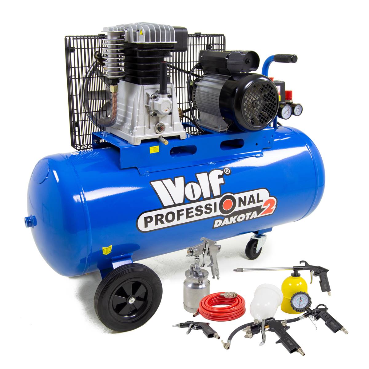 Wolf Dakota 2-100 Industrial Air Compressor 14.1CFM 3HP with 6pc Professional Spray Kit - Image 1