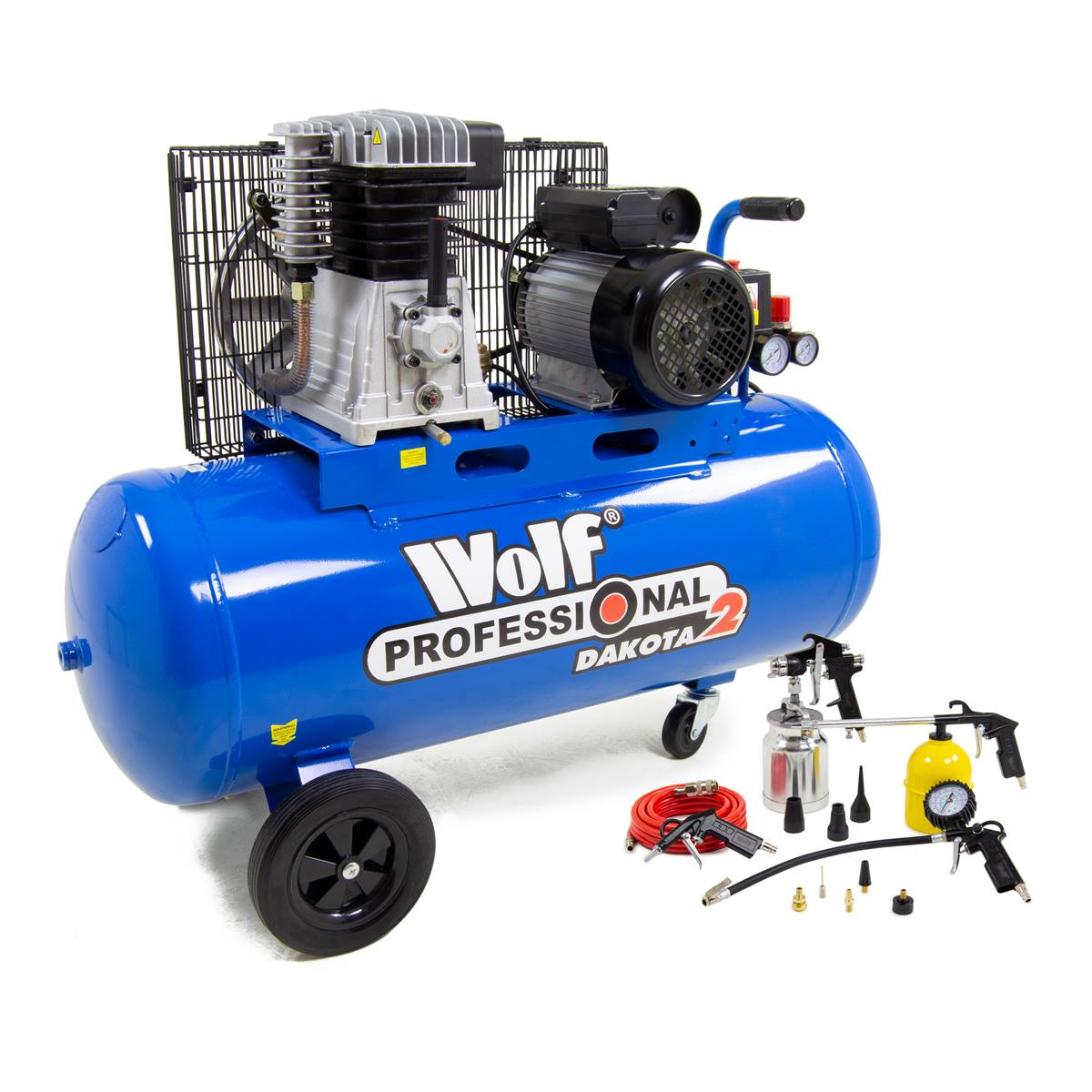 Wolf Dakota 2-100 Air Compressor 100L 14.1CFM 3HP + 13pc Professional Spray Kit - Image 1