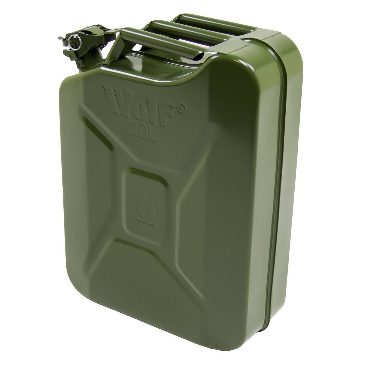 2 x Wolf 20L Metal Jerry Cans & 1 x Pouring Spout - Image 3