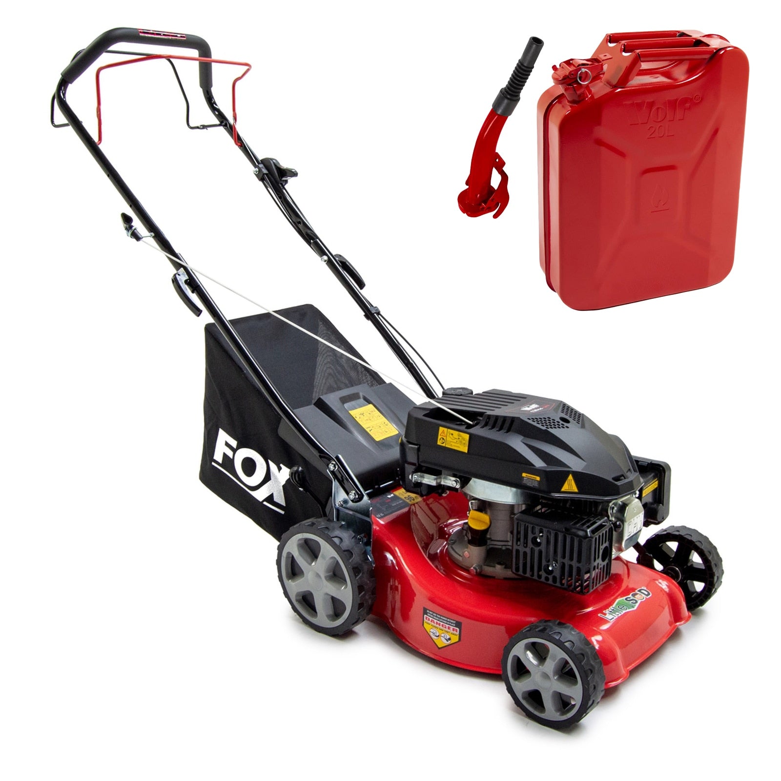 Fox LITTLE SOD 16" Recoil Petrol Lawn Mower 139cc & Jerry Can - Image 1