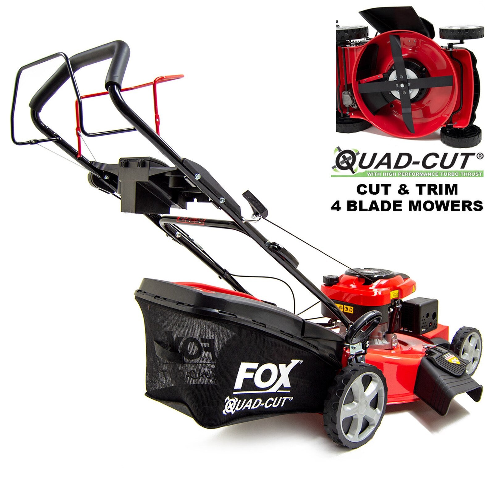 Fox Quad-Cut 560 22" Recoil Petrol Lawn Mower & Jerry Can - Image 2