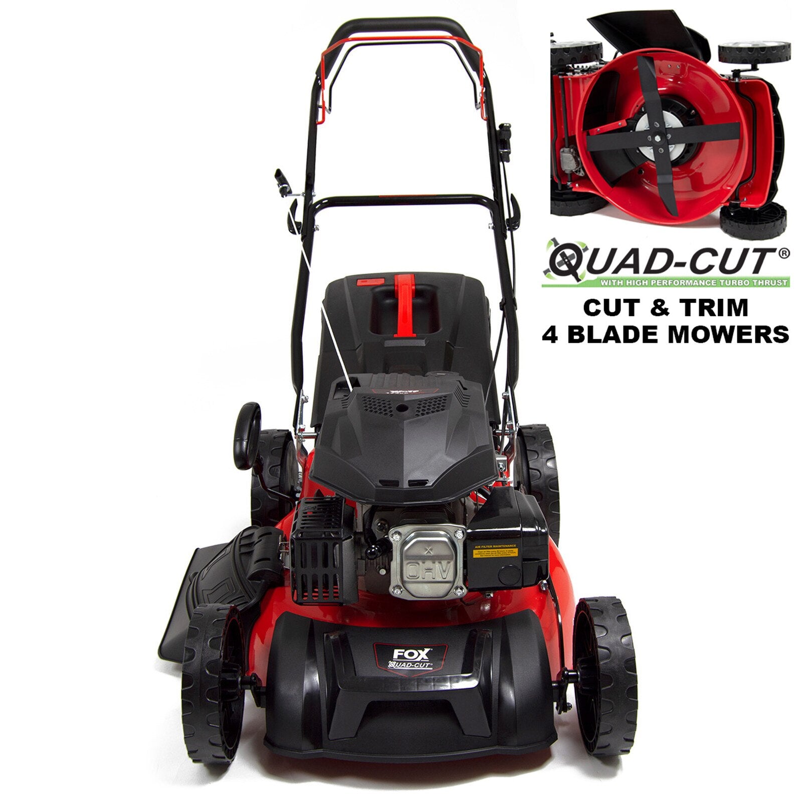 Fox Quad-Cut 460 18" Recoil Petrol Lawn Mower & Jerry Can - Image 2