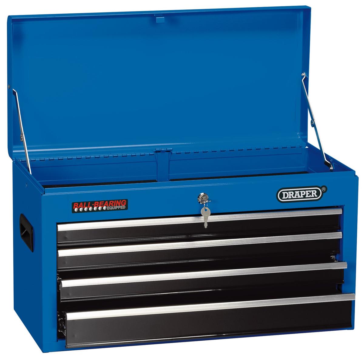 Draper Tool Chest, 4 Drawer, 26", Blue - Image 1