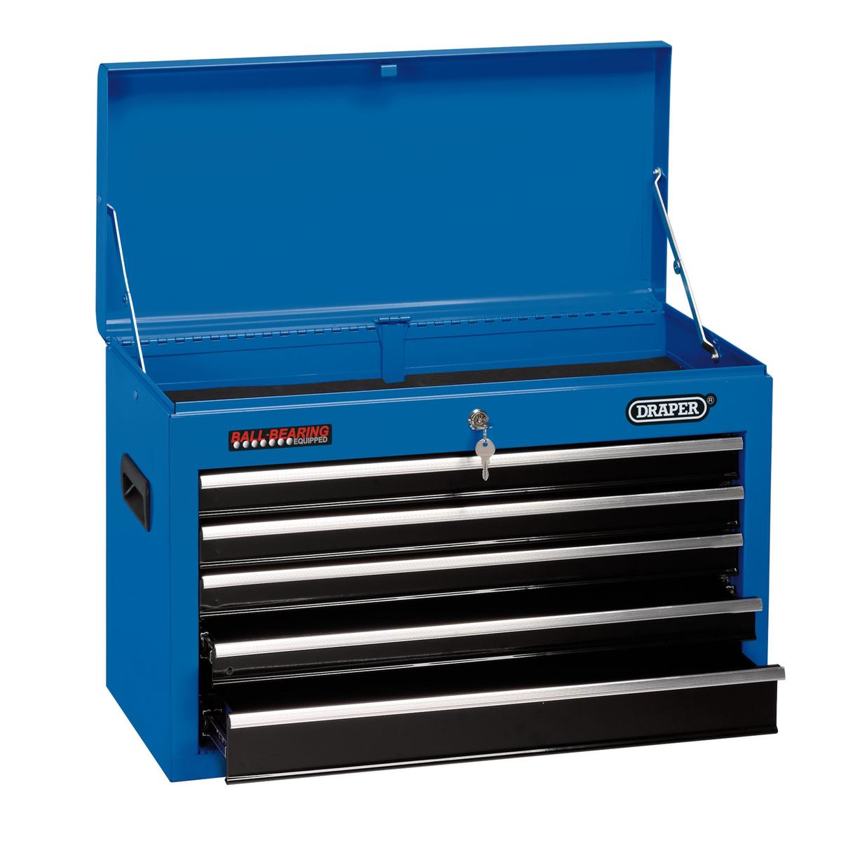 Draper Tool Chest, 5 Drawer, 26", Blue - Image 1