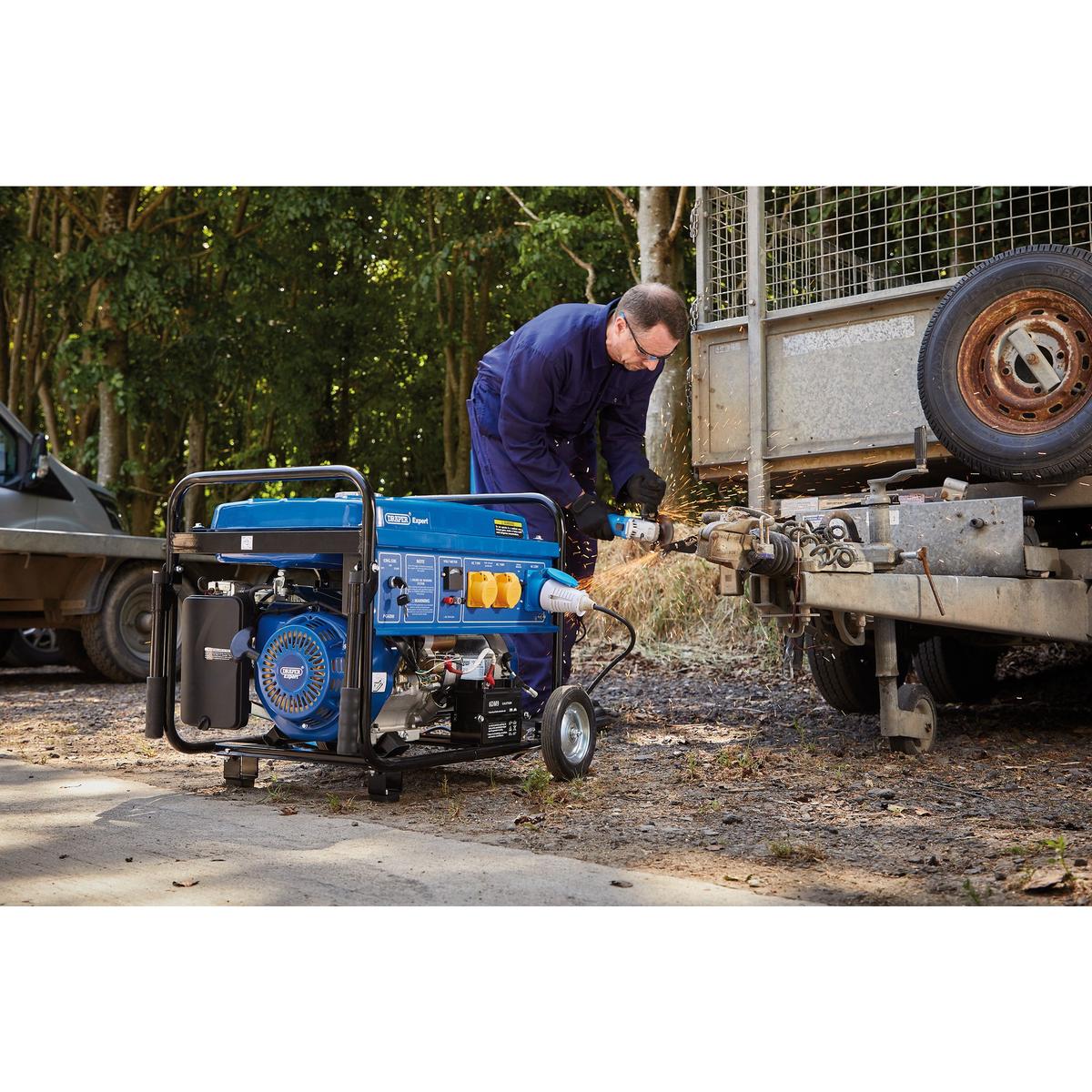 Draper Expert Petrol Generator with Wheels, 6000W - Image 3