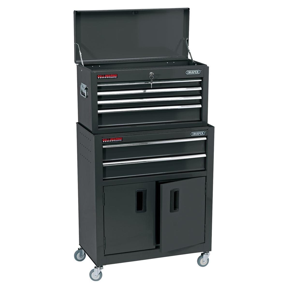 Draper Combined Roller Cabinet and Tool Chest, 6 Drawer, 24", Black - Image 1