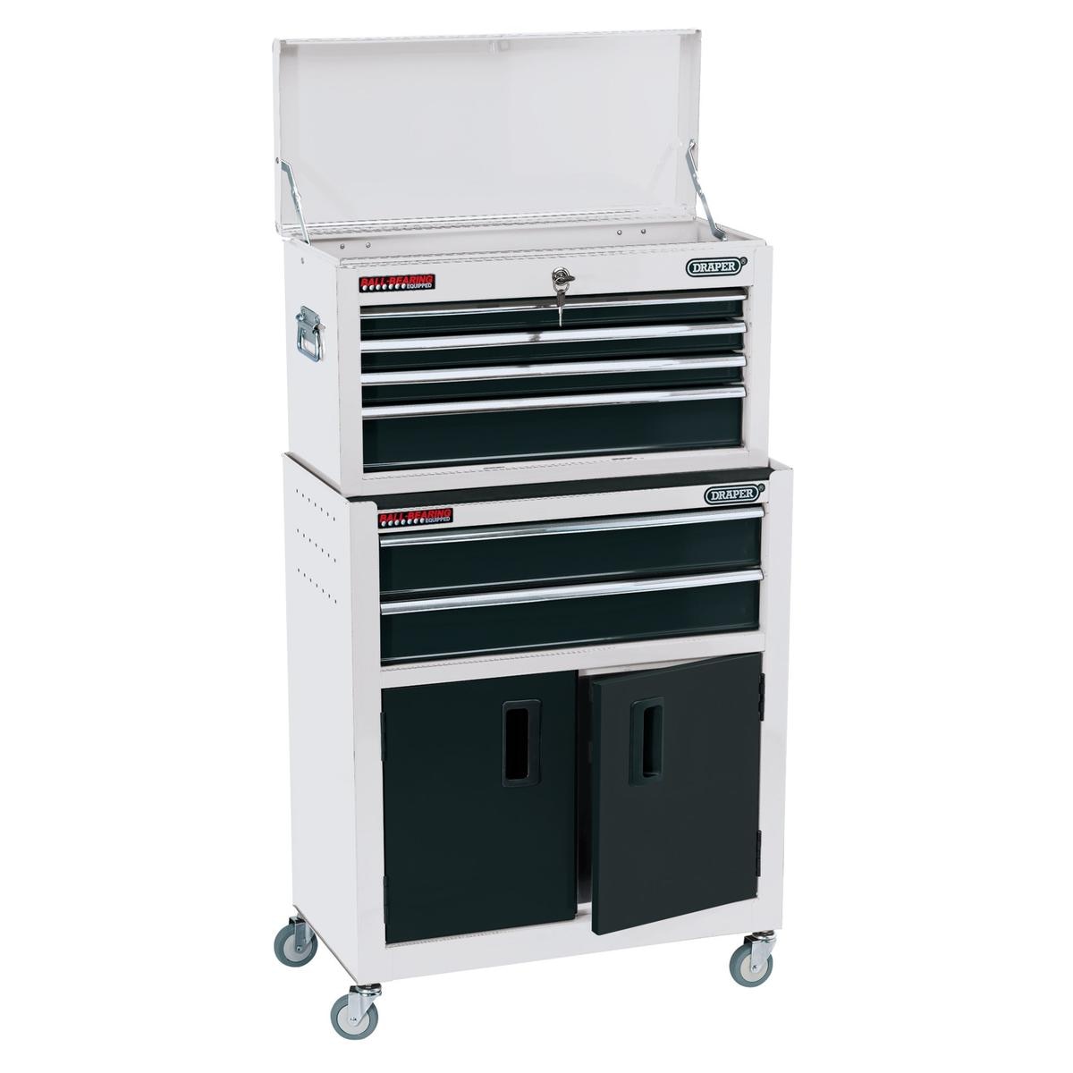 Draper Combined Roller Cabinet and Tool Chest, 6 Drawer, 24", White - Image 1