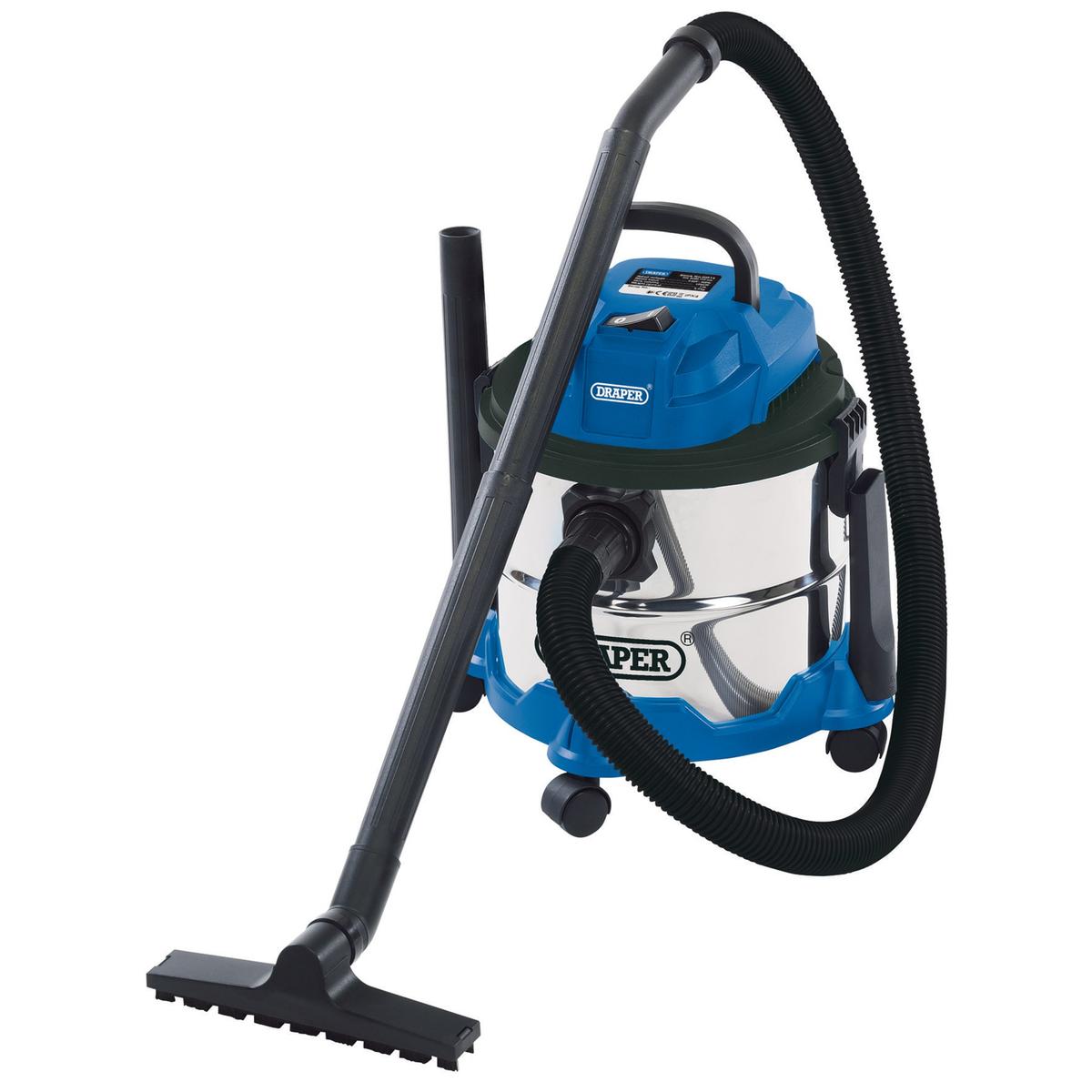 Draper Wet and Dry Vacuum Cleaner with Stainless Steel Tank, 15L, 1250W - Image 1