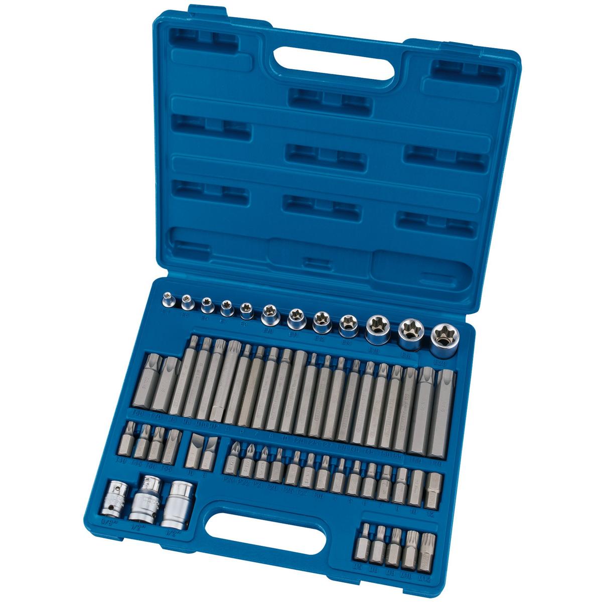 Draper Expert Mechanics Socket and Bit Set, 3/8, 1/2" Sq. Dr. (61 Piece) - Image 1