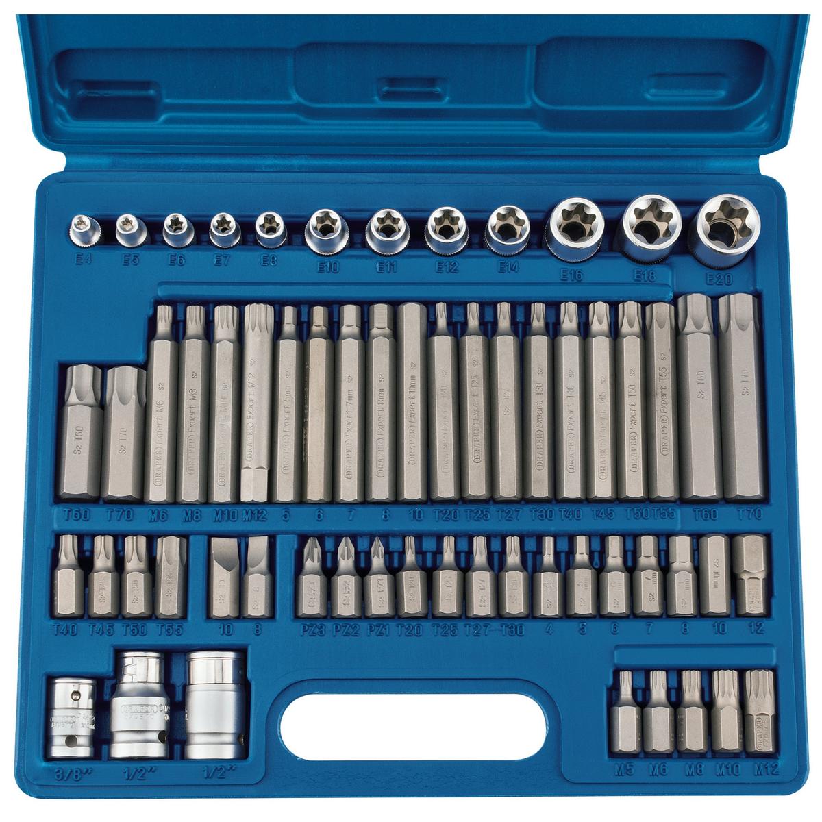 Draper Expert Mechanics Socket and Bit Set, 3/8, 1/2" Sq. Dr. (61 Piece) - Image 2