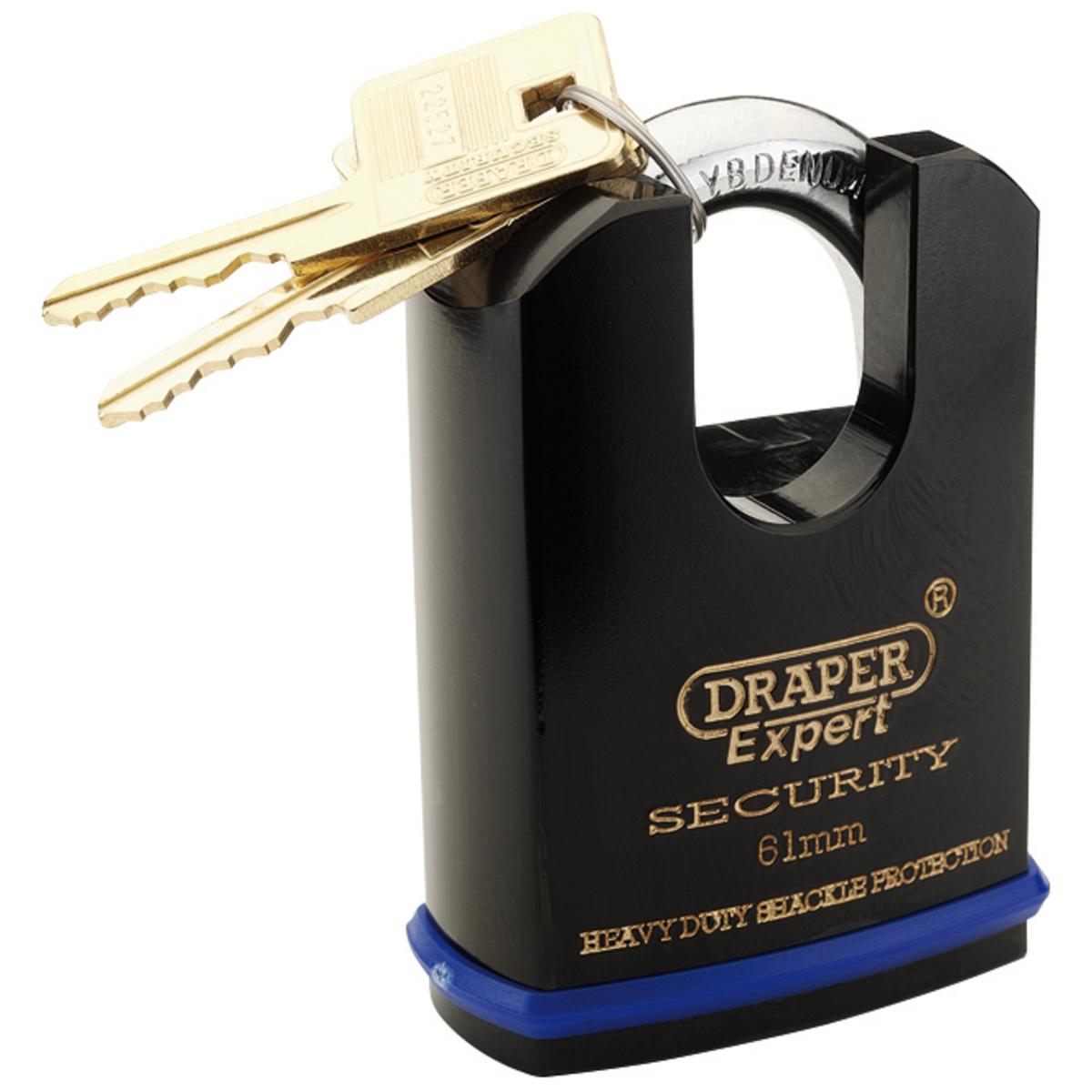 Draper Expert Heavy Duty Padlock and 2 Keys with Shrouded Shackle, 61mm - Image 1