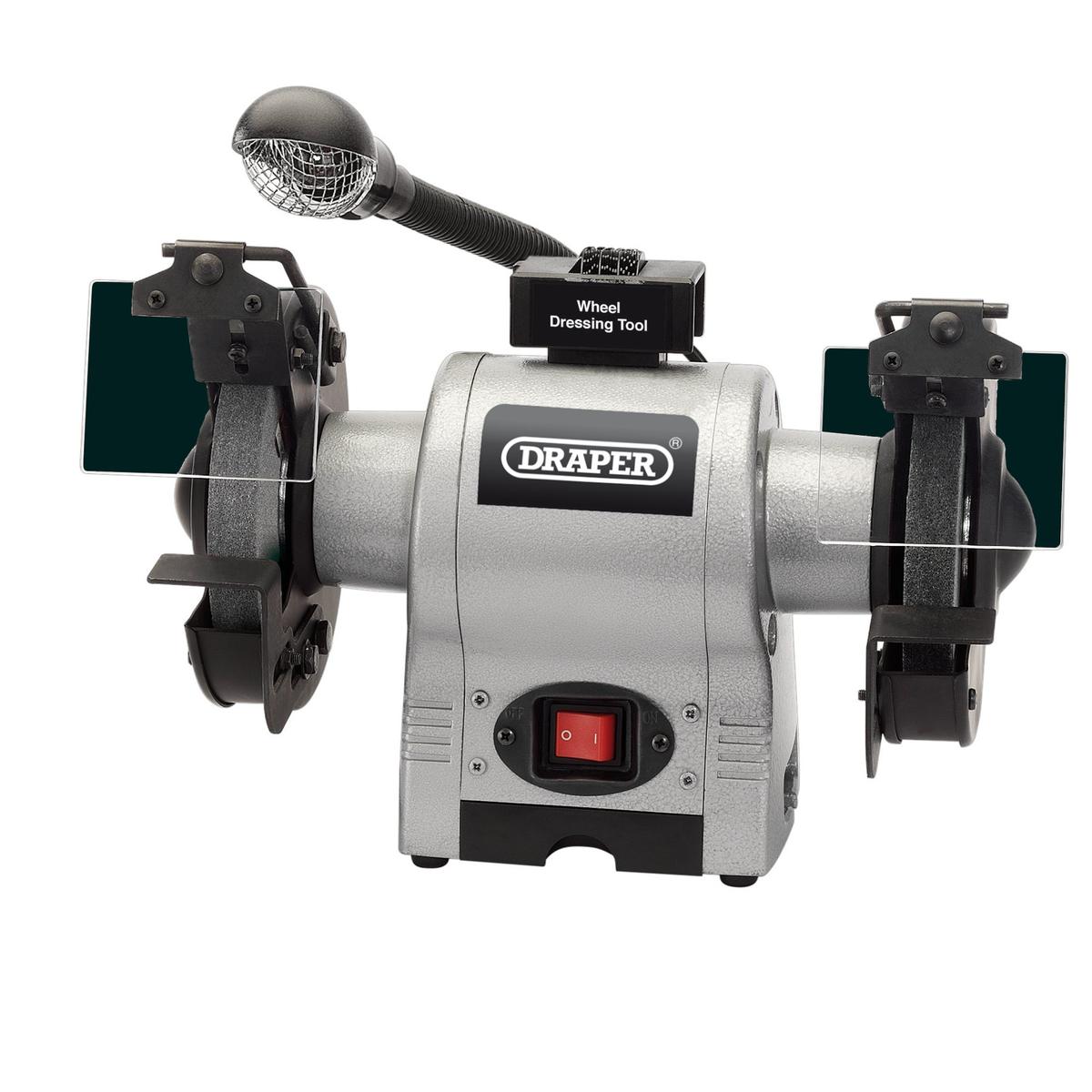 Draper Bench Grinder With Work light, 150mm, 370W - Image 1